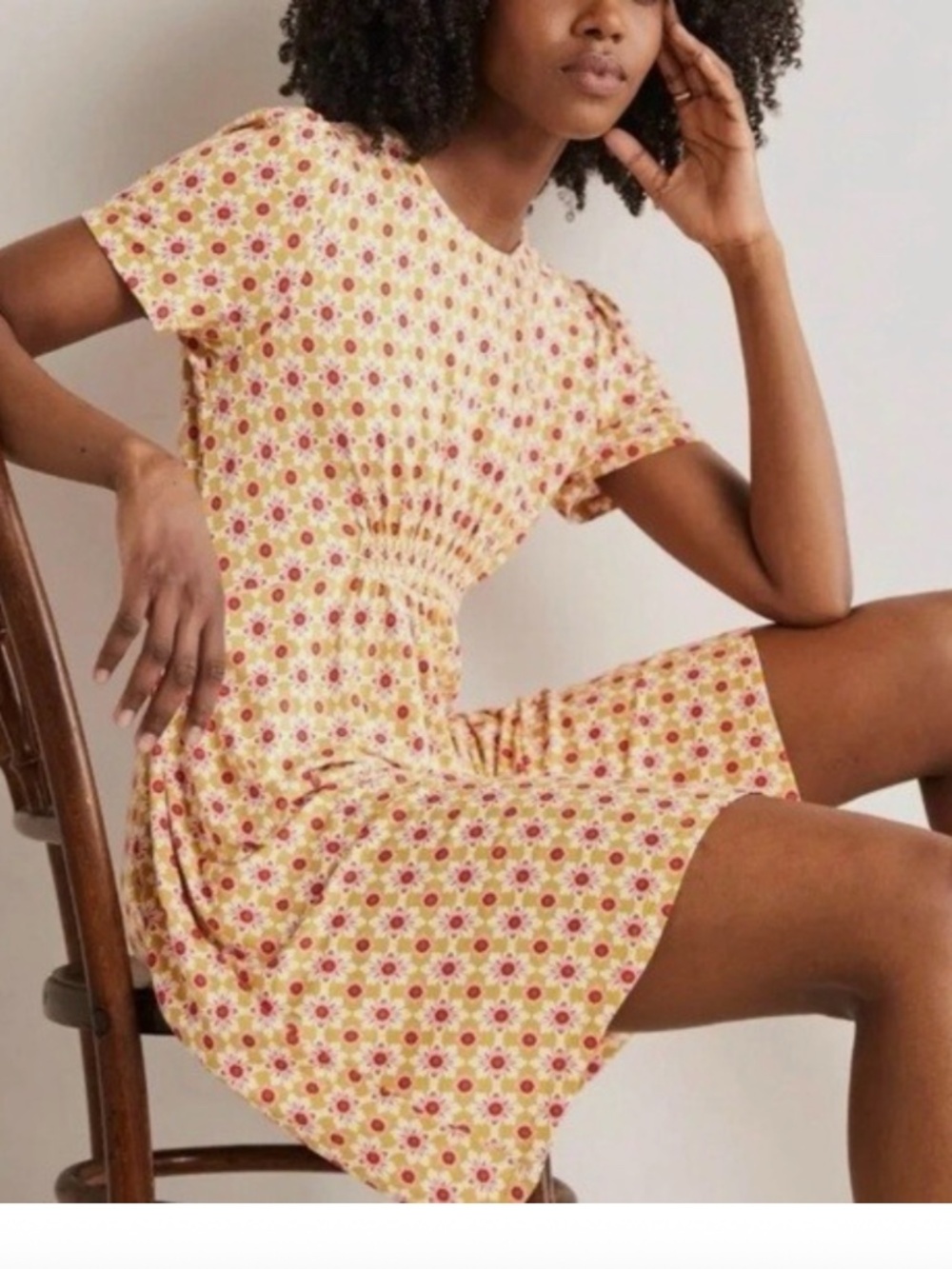 Boden Floral Crew Neck Jersey Short Sleeve Mini Dress Size 16/18L NWOT - Picture 2 of 9